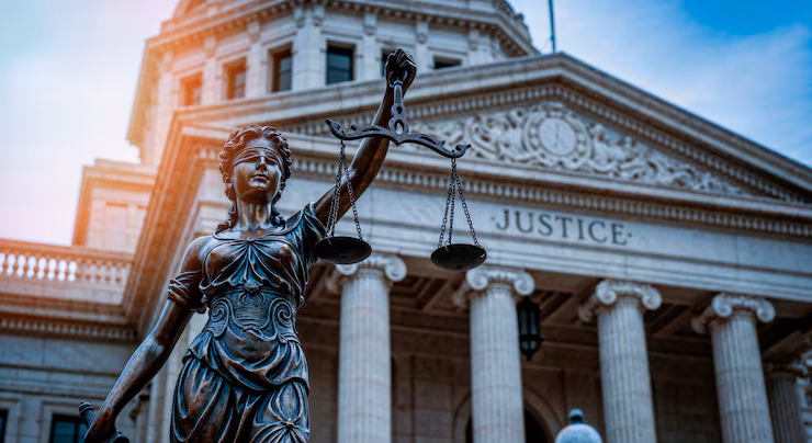 Exterior of a courthouse building representing the criminal justice system