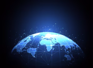 Global data networks illustrating cross-border data flows and digital regulation