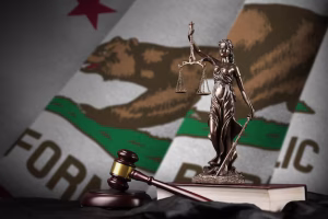 Scales of Justice with California Flag