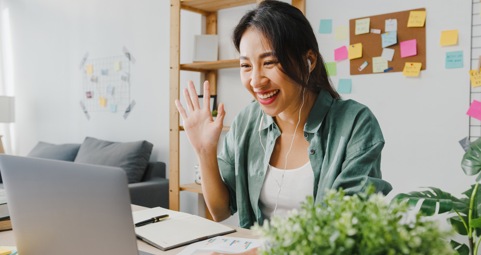 business woman and workspace with a laptop