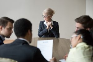 woman passing job interview in the office at boardroom
