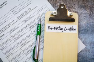 pre existing condition healthcare concept, flat lay