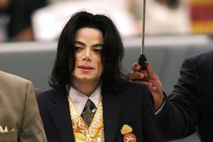 Michael Jackson arriving at the Santa Maria courthouse during his 2005 trial.