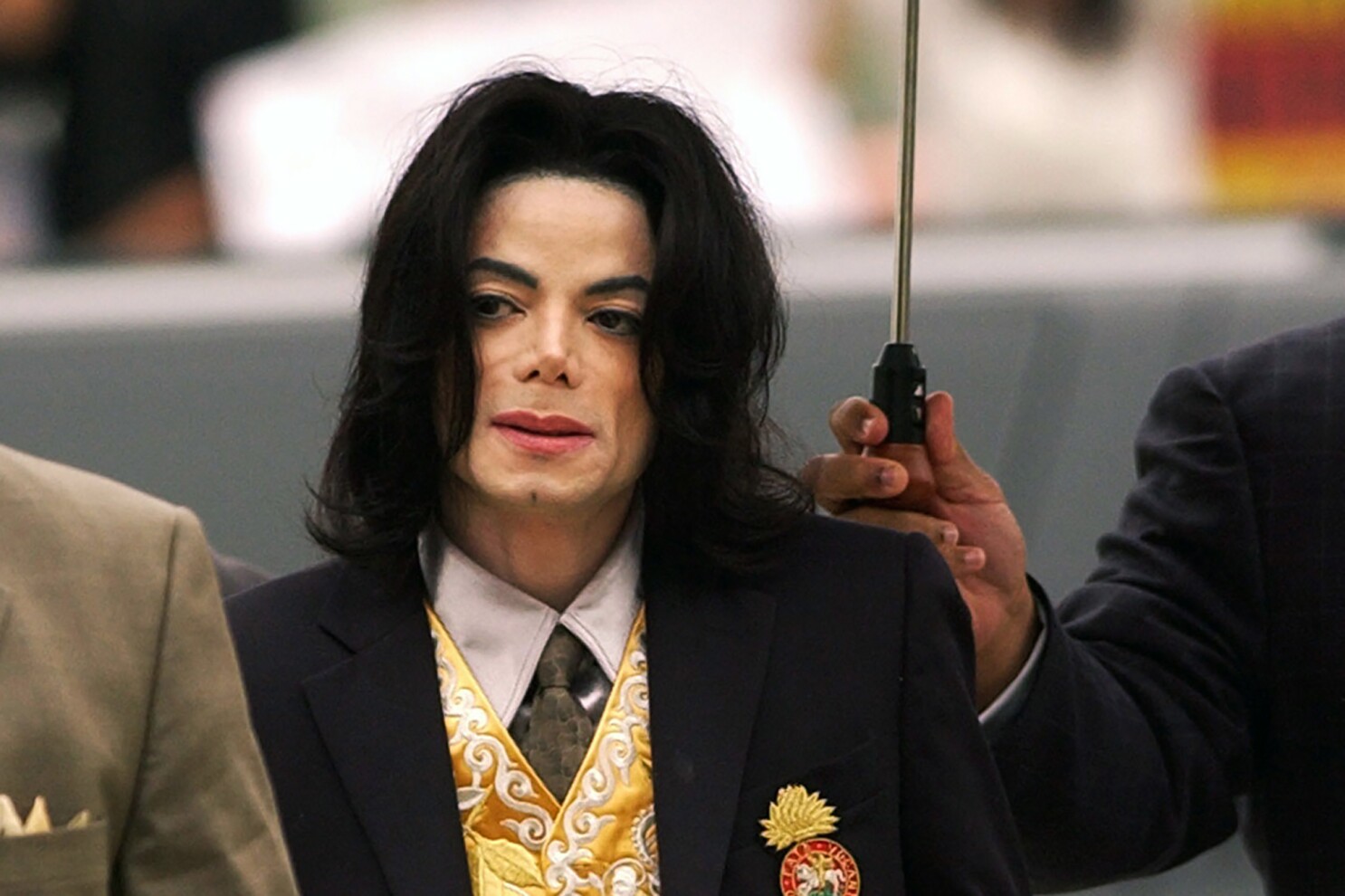 Michael Jackson arriving at the Santa Maria courthouse during his 2005 trial.