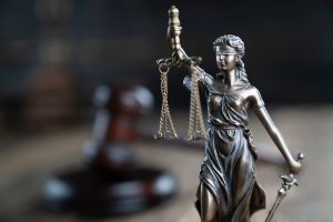 Scales of justice representing the criminal court process