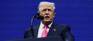 Donald Trump speaking in Washington earlier on Wednesday