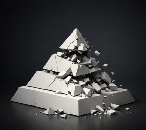 Abstract illustration showing the collapse of the traditional law firm associate pyramid
