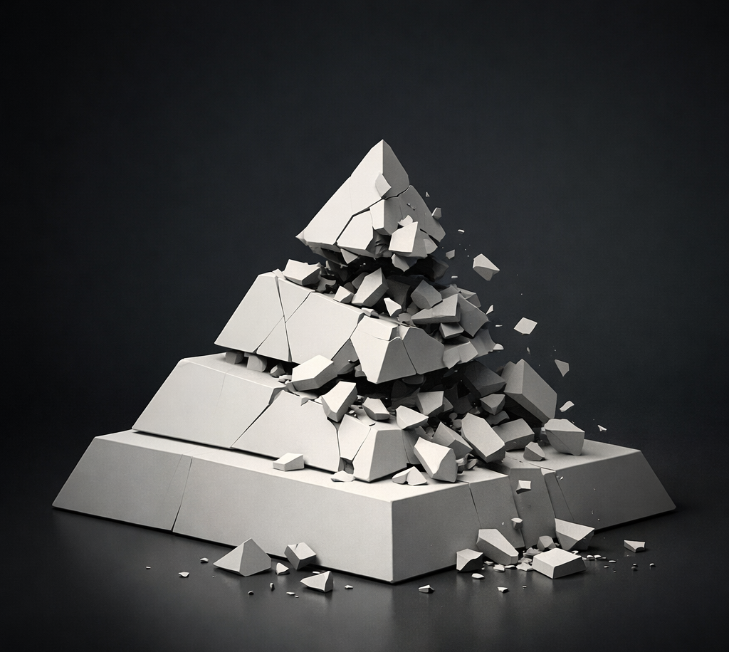 Abstract illustration showing the collapse of the traditional law firm associate pyramid